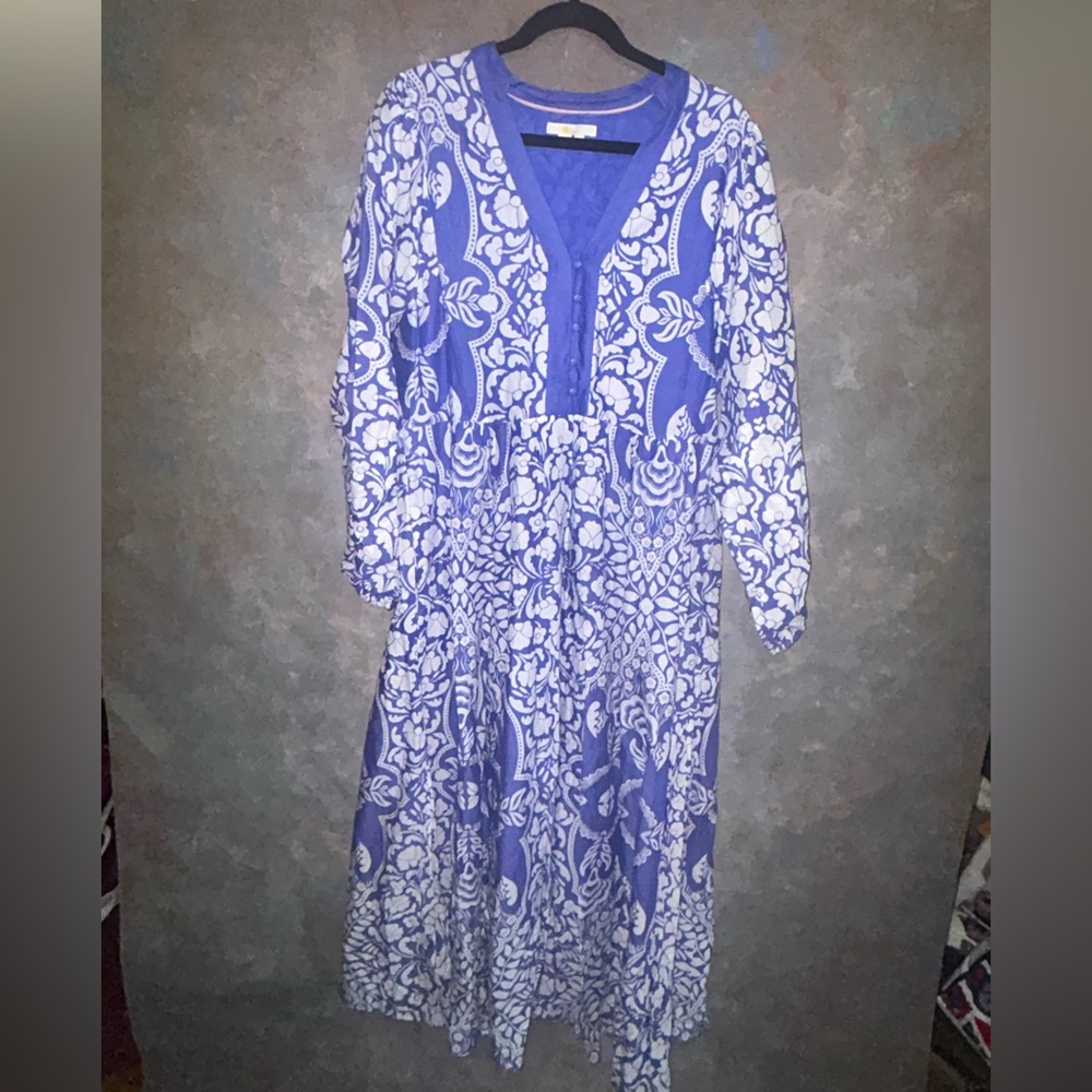 Boden Blue and White Long Sleeve Dress size 12 us